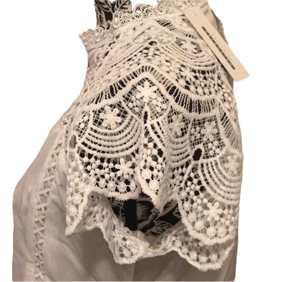 Crochet Lace Trim Splicing Casual Blouse - Picture 4 of 6